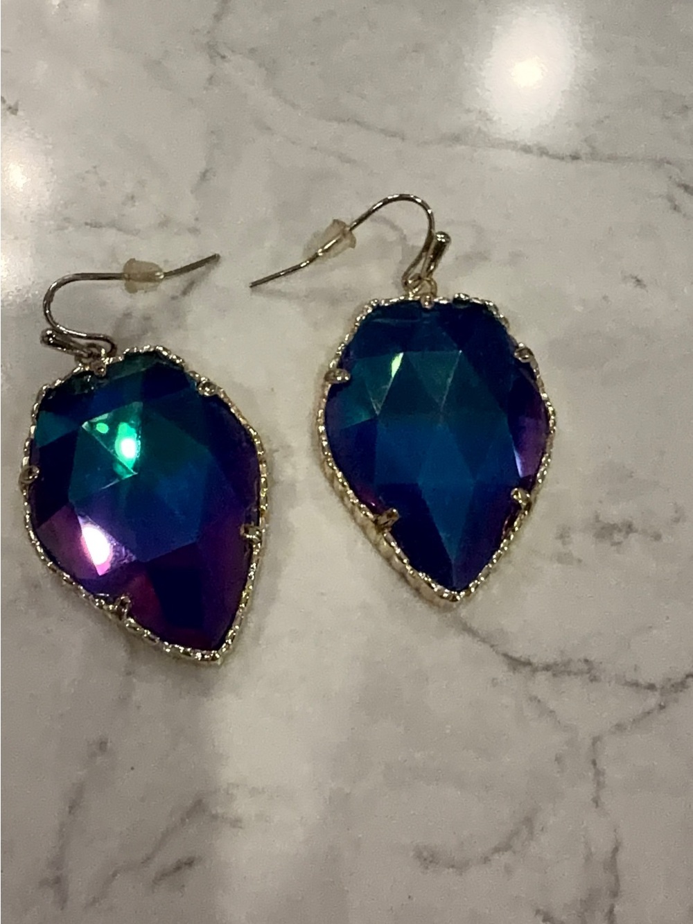 Kendra Scott Iridescent Teardrop Earrings in Blue and Purple